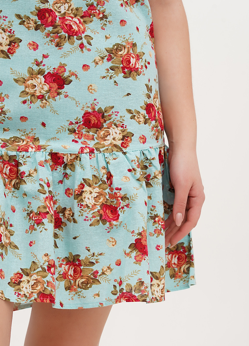 Блакитна кежуал сукня з відкритими плечима Silence з квітковим принтом