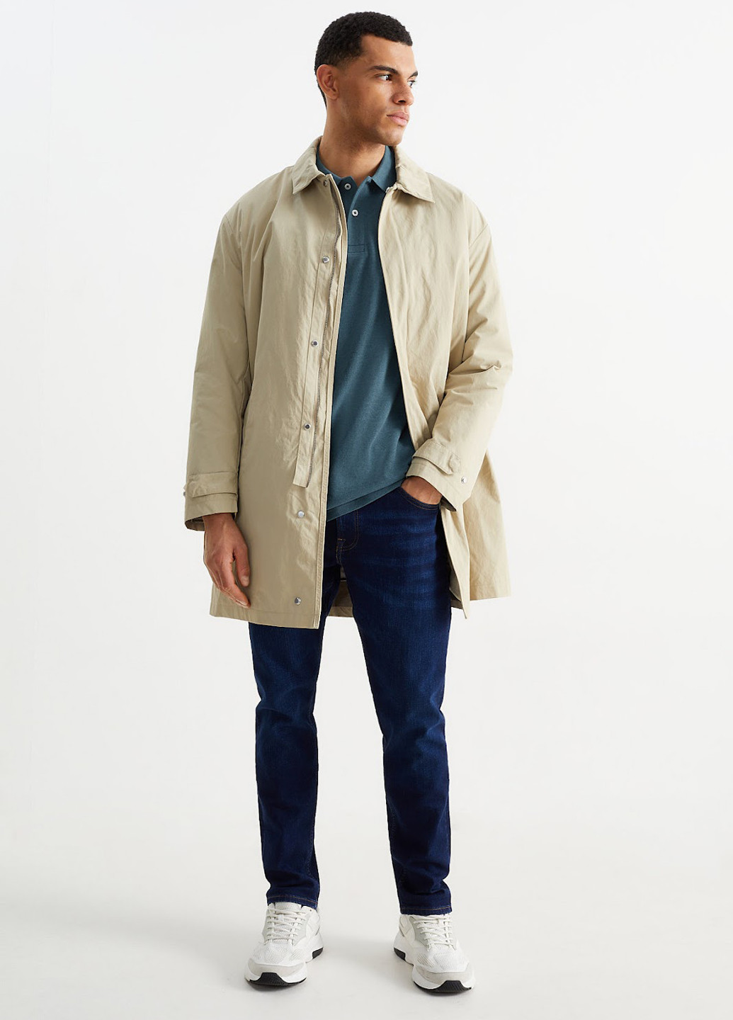 Бирюзовая футболка-поло для мужчин C&A меланжевая