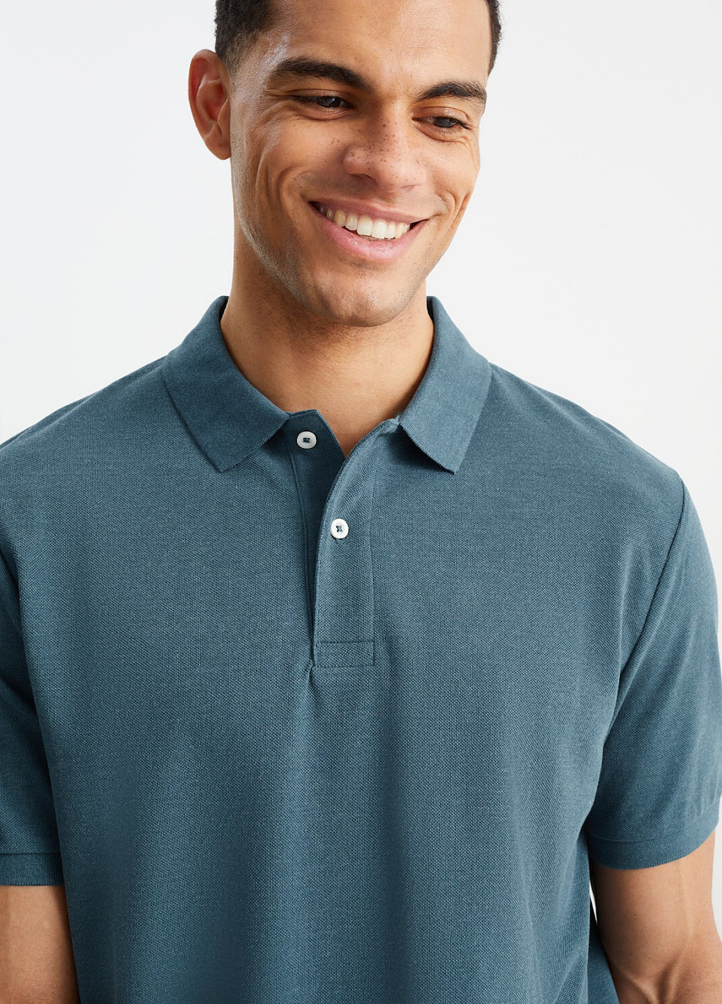 Бирюзовая футболка-поло для мужчин C&A меланжевая