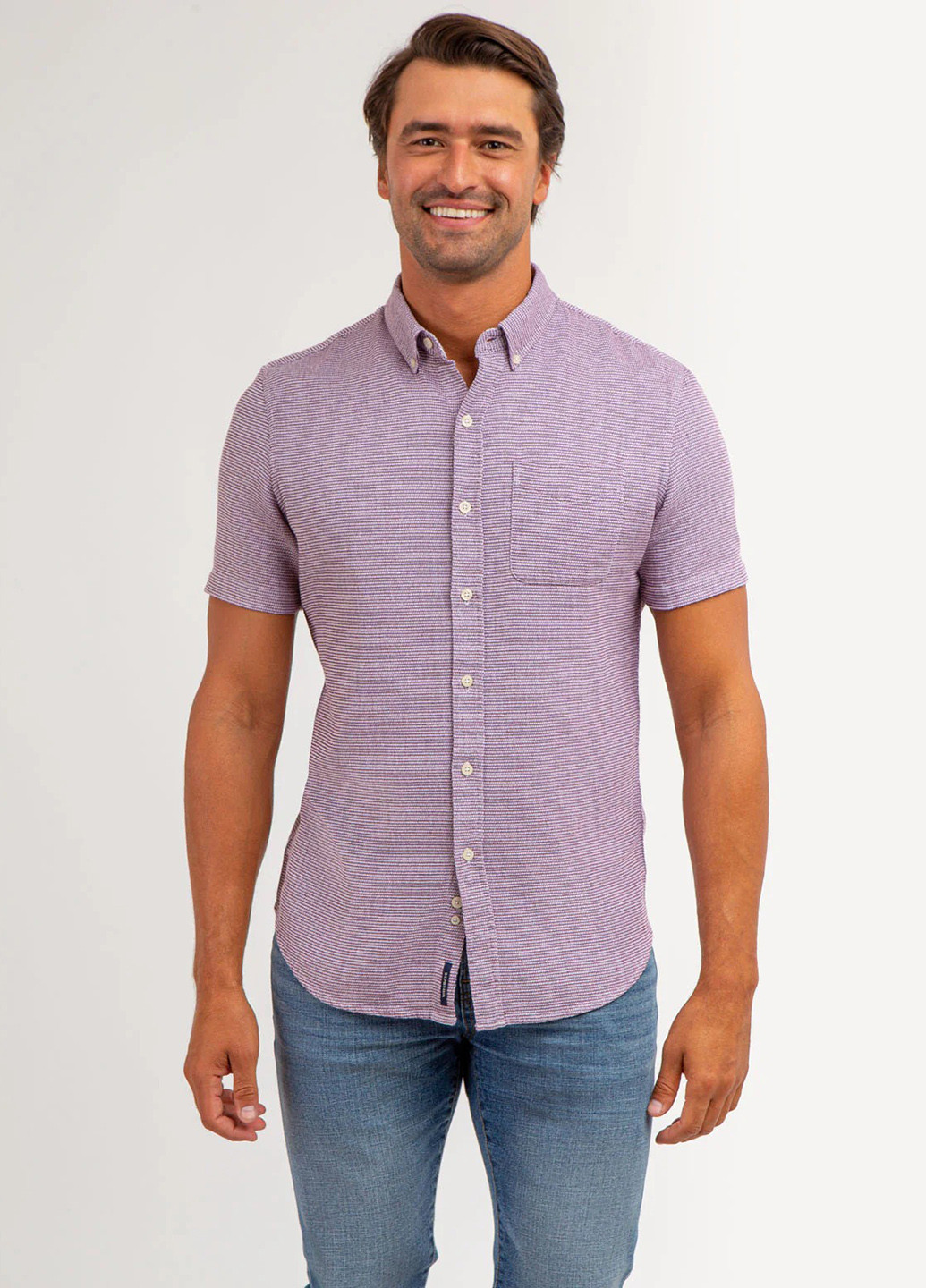 Бордовая кэжуал рубашка в полоску U.S. Polo Assn.