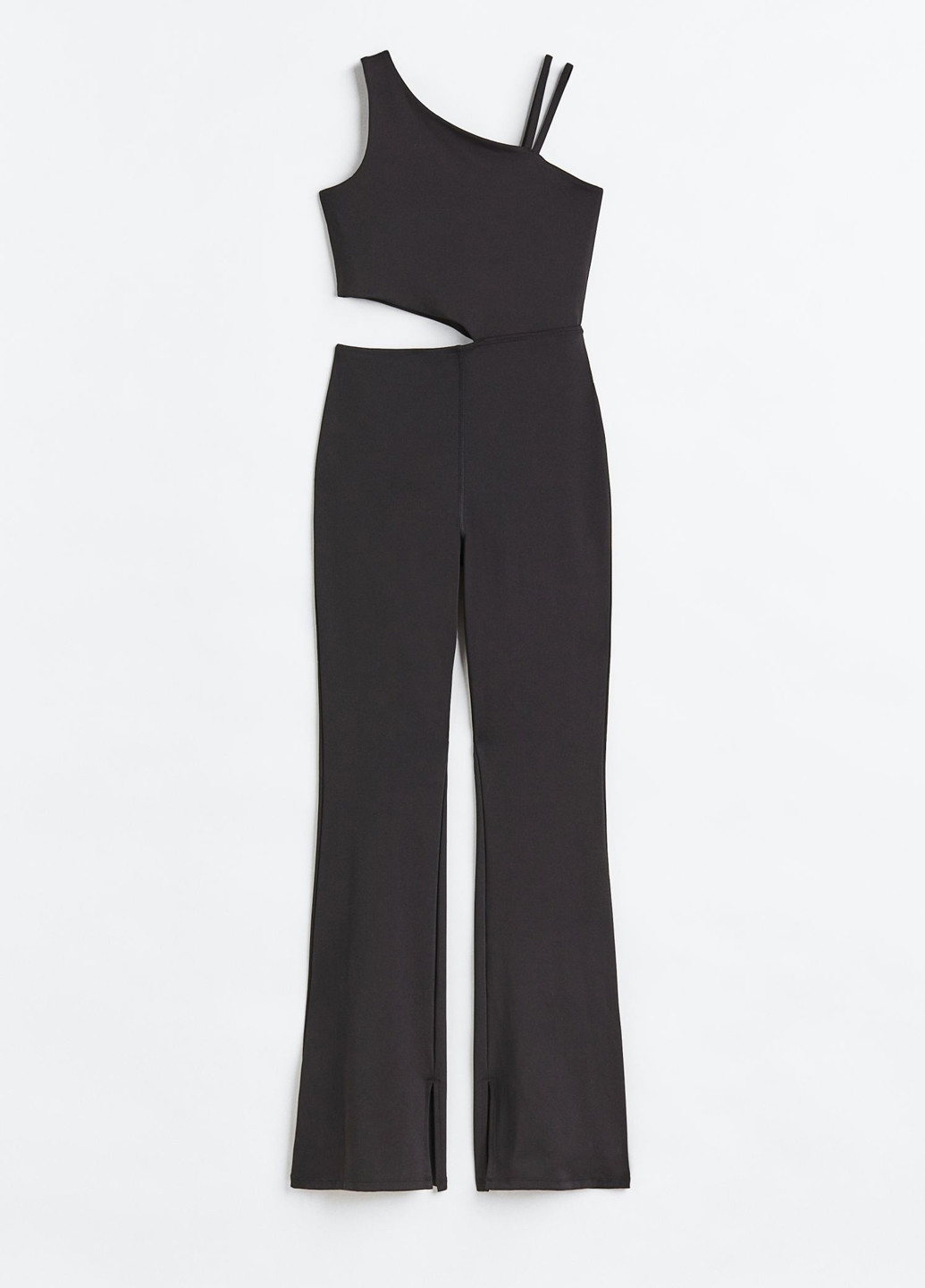 Комбинезон H&M комбинезон-брюки однотонный чёрный кэжуал полиэстер