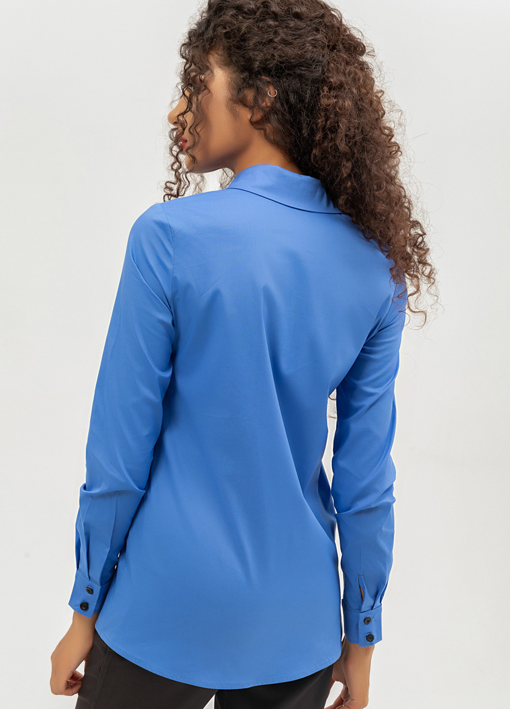 Голубой кэжуал рубашка однотонная Azuri с длинным рукавом