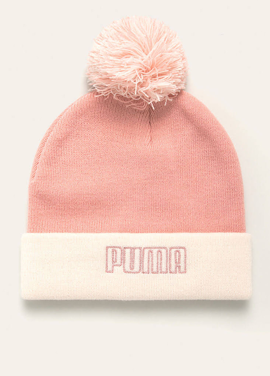 Шапка Puma бини логотип светло-розовая спортивная акрил