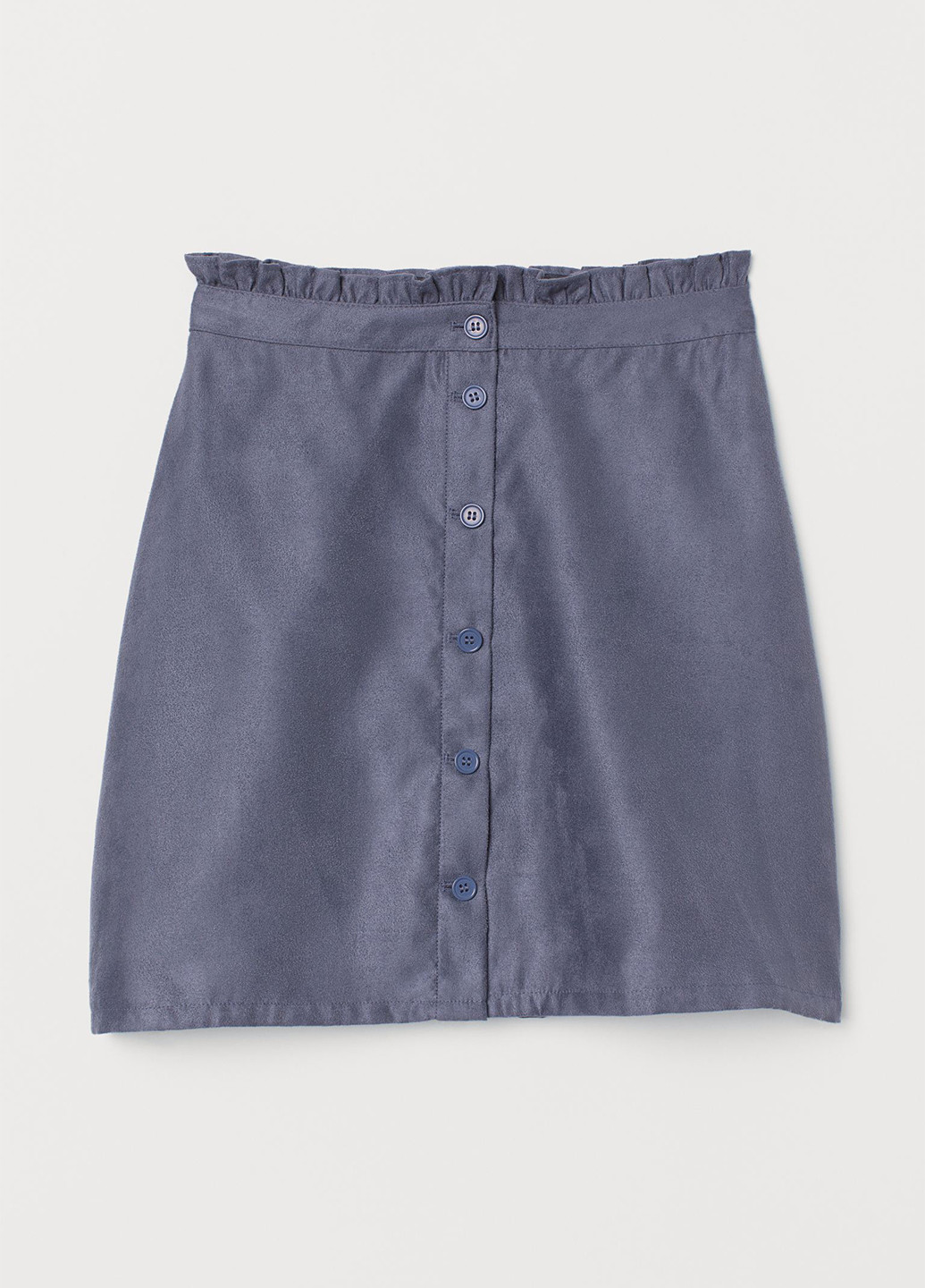 Серо-синяя кэжуал однотонная юбка H&M а-силуэта (трапеция)