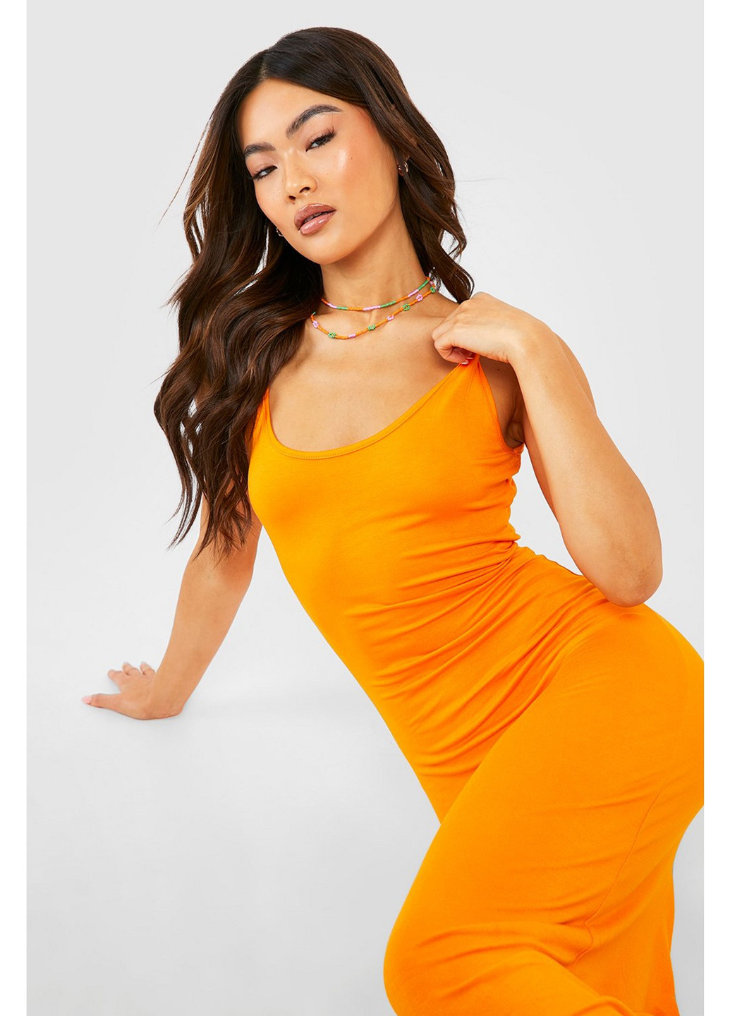 Оранжевое кэжуал платье платье-майка Boohoo однотонное