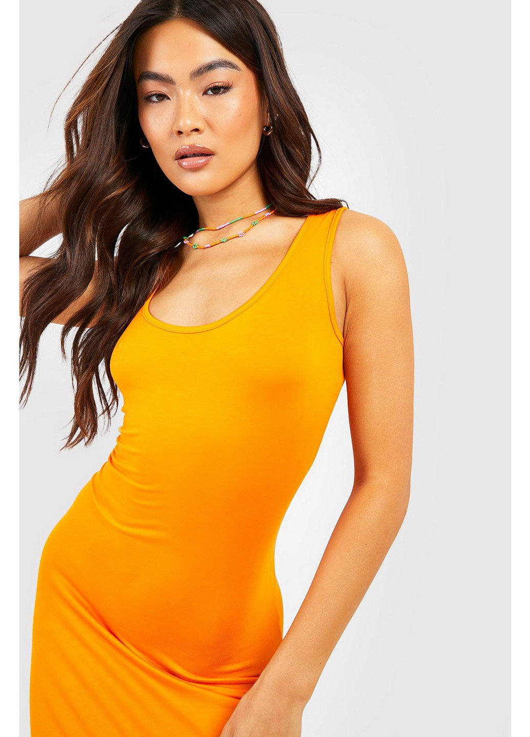 Оранжевое кэжуал платье платье-майка Boohoo однотонное