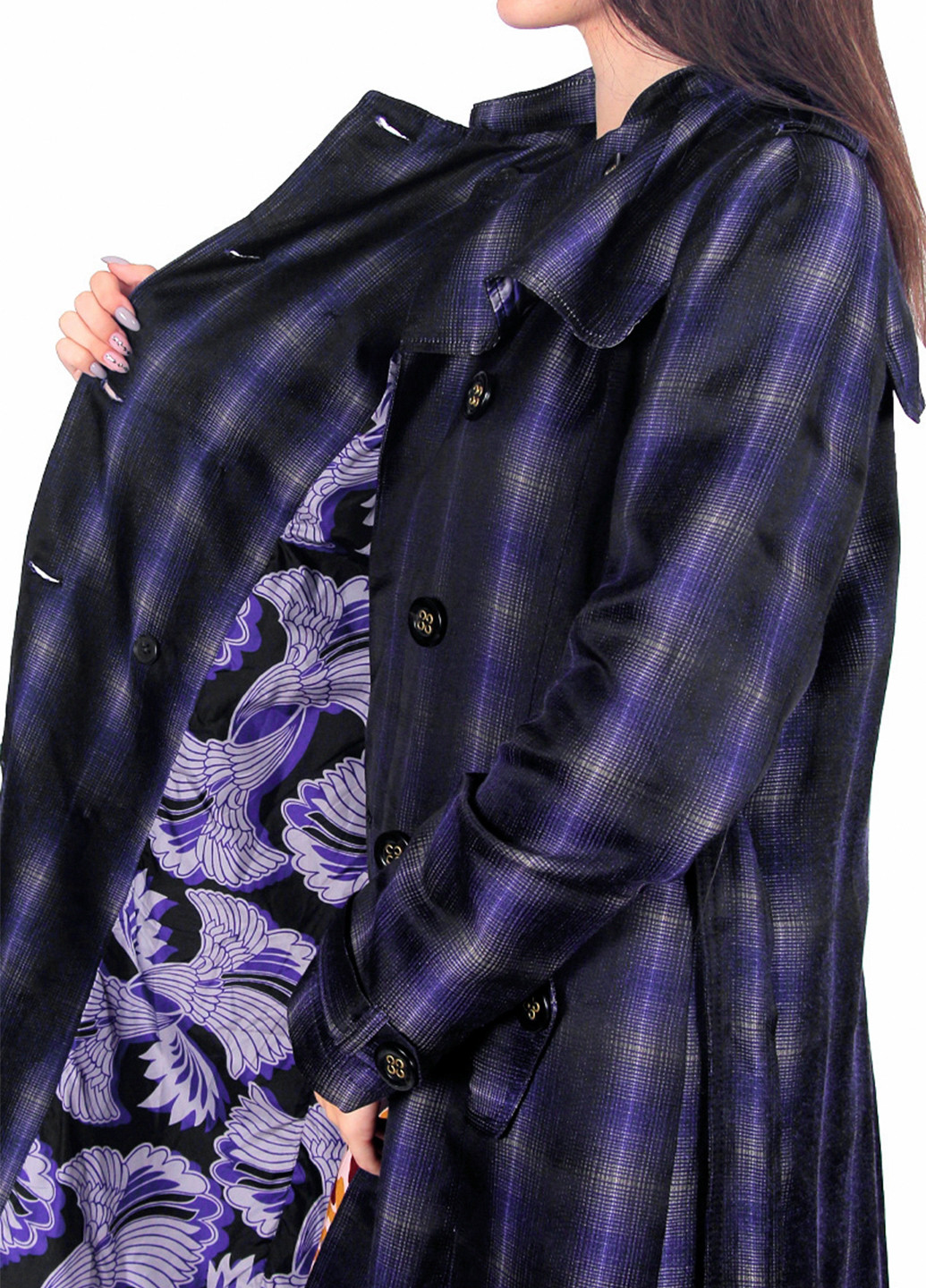 Фиолетовое демисезонное Пальто двубортное GF Ferre