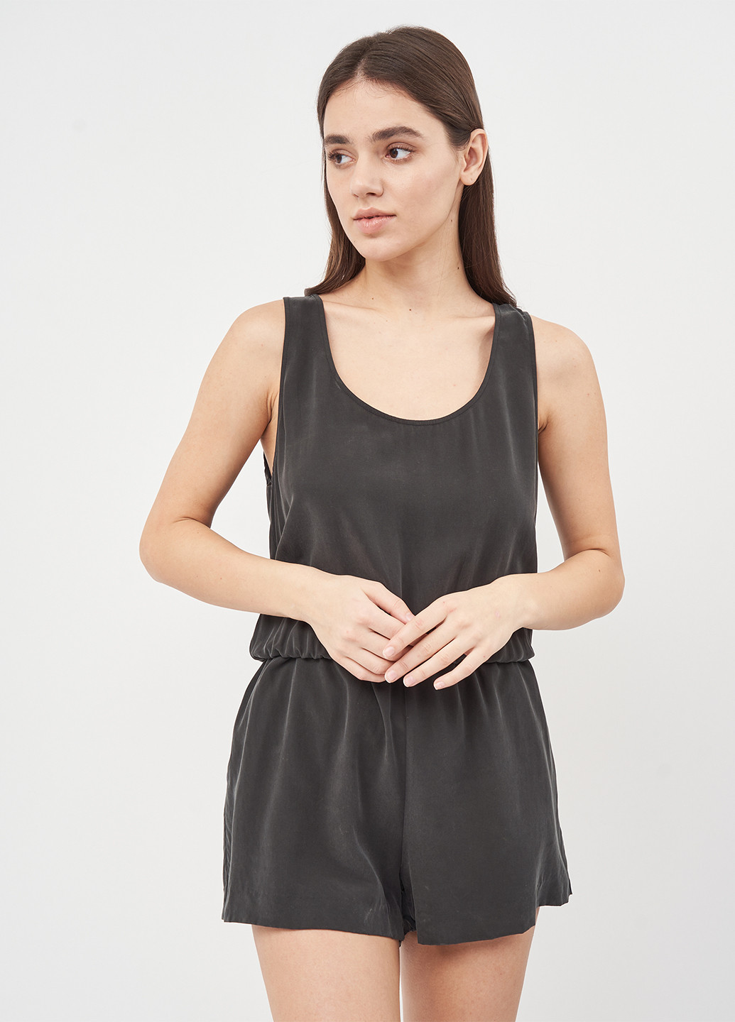 Комбінезон Weekday комбінезон-шорти однотонний чорний кежуал трикотаж, модал