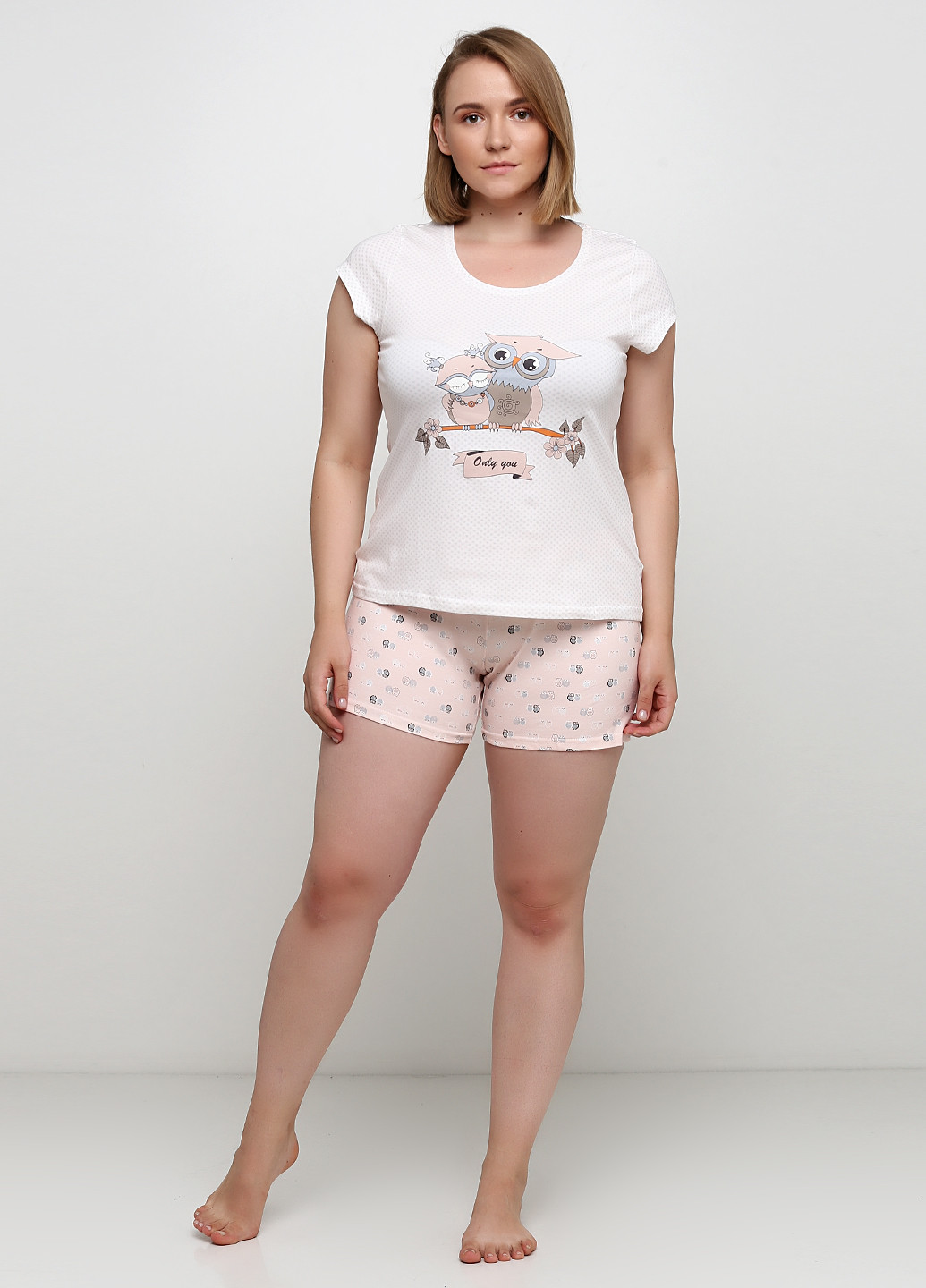 Бежева всесезон піжама (футболка, шорти) футболка + шорти Elitol