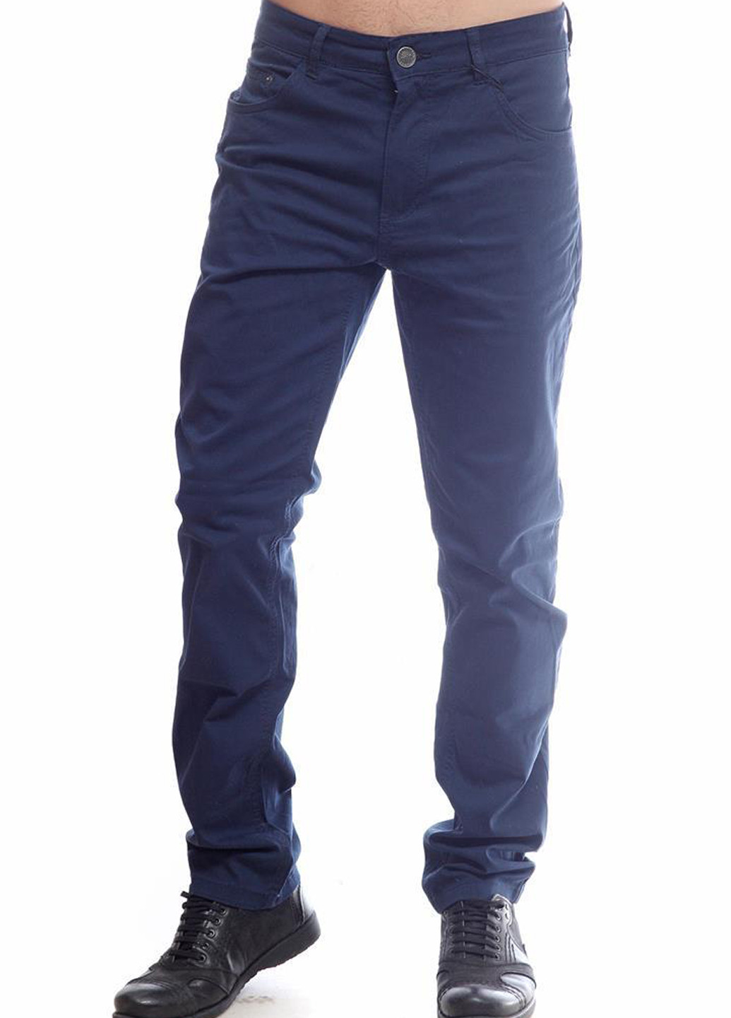 Темно-синие кэжуал демисезонные со средней талией брюки Kenvelo