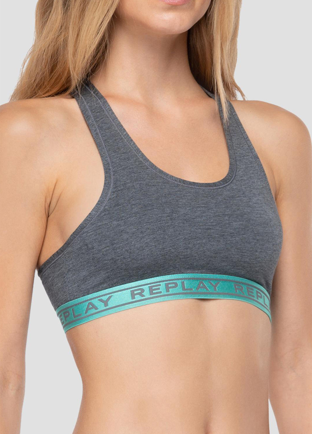 Сіро-зелений топ бюстгальтер Replay без кісточок віскоза