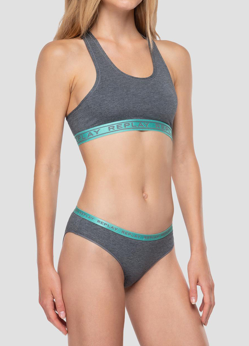 Сіро-зелений топ бюстгальтер Replay без кісточок віскоза
