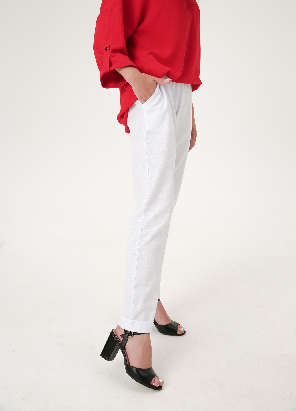 Белые льняные брюки INNOE брюки (253100749)