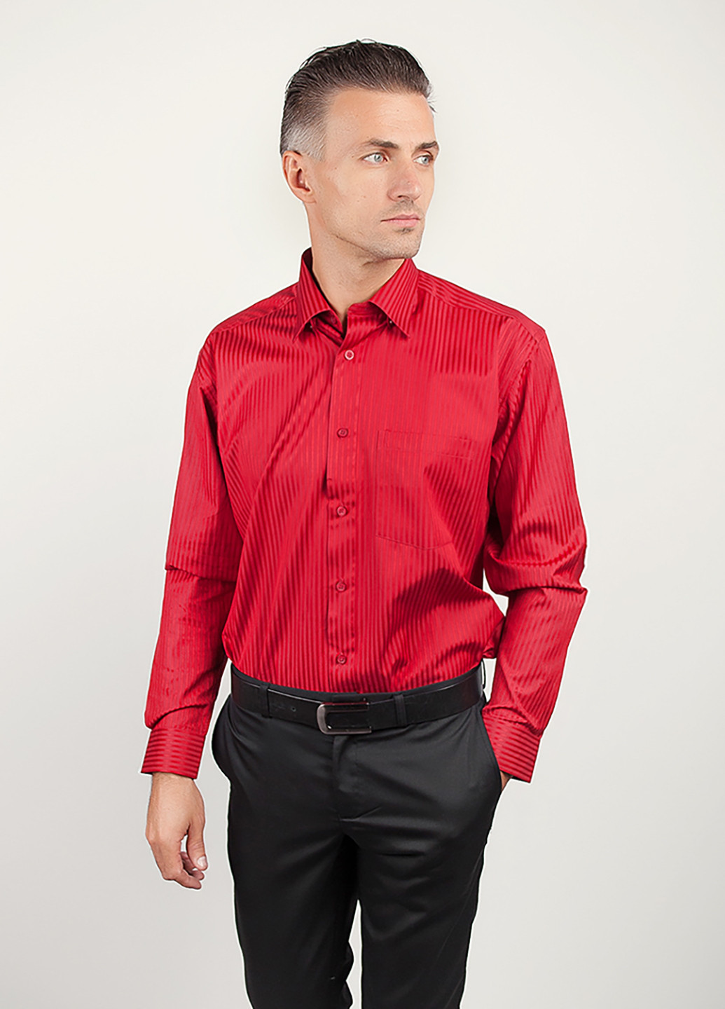 Красная кэжуал рубашка в полоску Framzoni с длинным рукавом