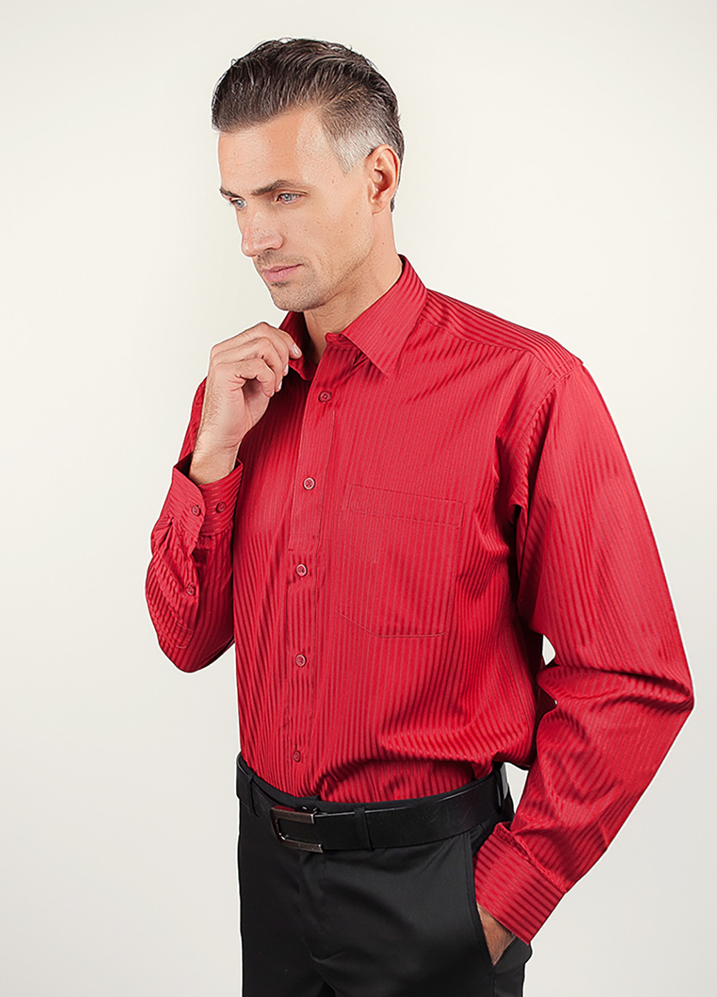Красная кэжуал рубашка в полоску Framzoni с длинным рукавом