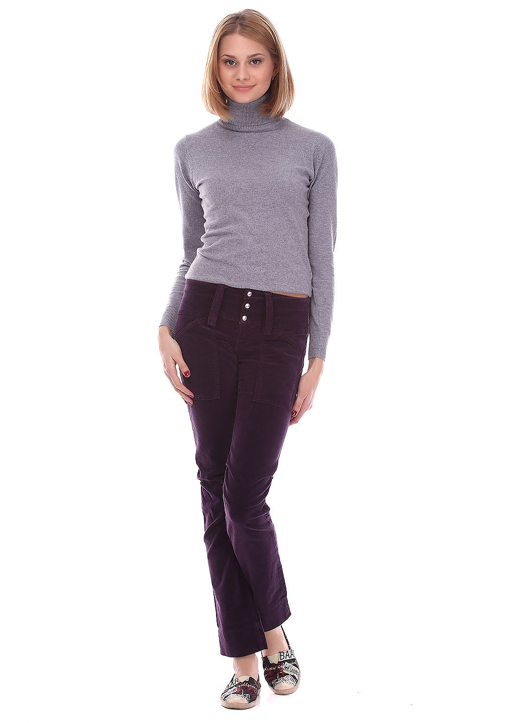 Фиолетовые кэжуал демисезонные прямые брюки Nolita