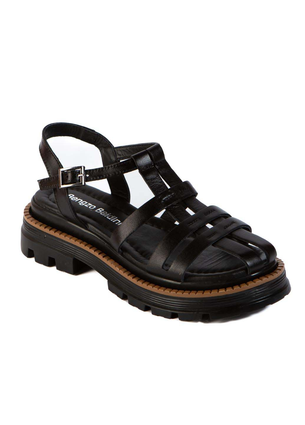 Черные босоножки Bengzo Baldini с ремешком плетение