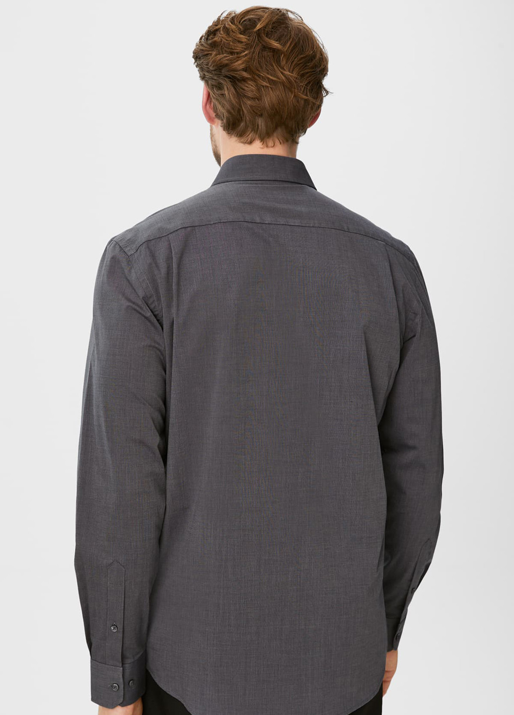 Темно-серая кэжуал, классическая рубашка однотонная C&A
