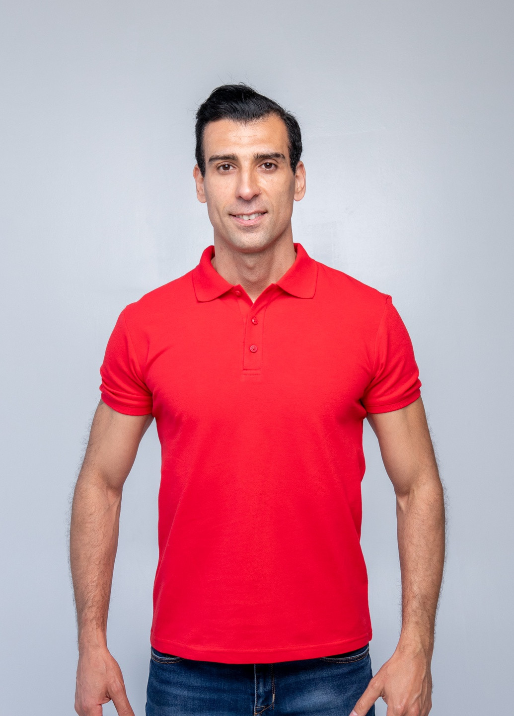 Красная футболка-футболка поло чоловіча для мужчин TvoePolo однотонная