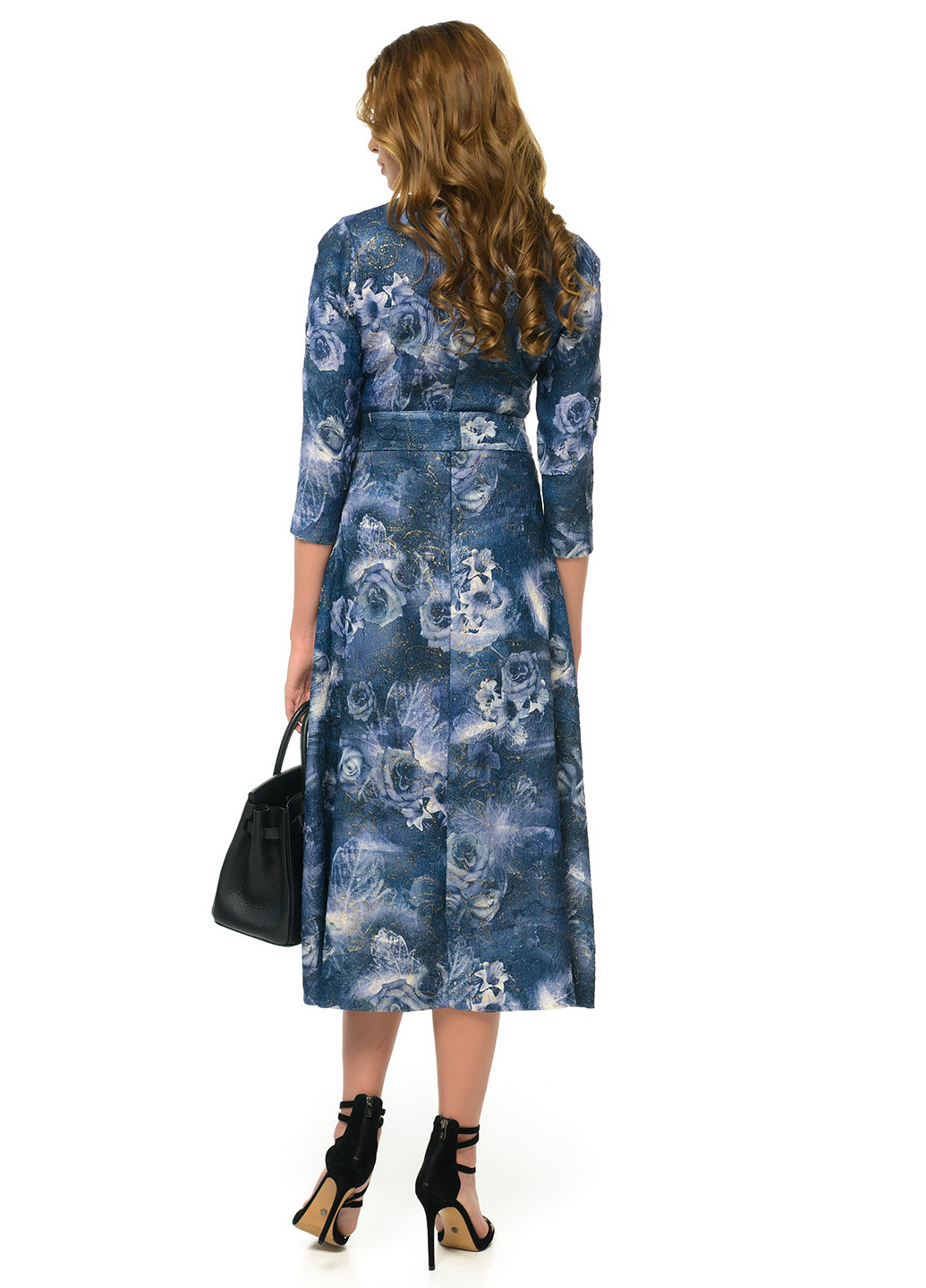 Бледно-голубое кэжуал платье GENEVIE с цветочным принтом