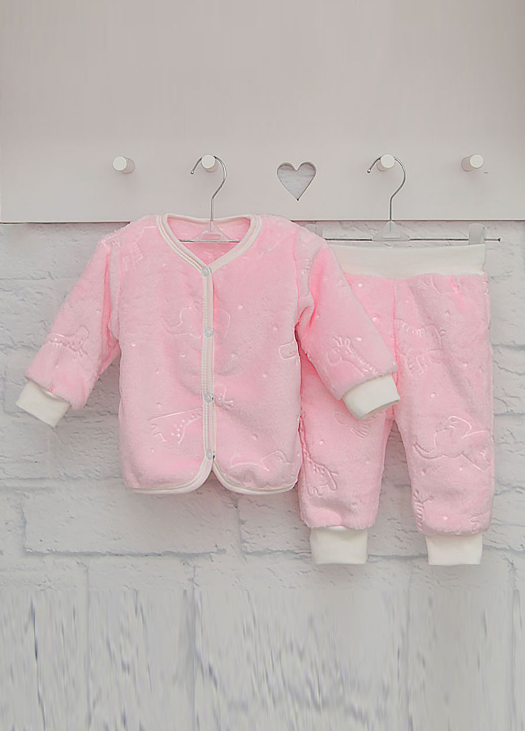 Світло-рожевий демісезонний комплект (кофта, штани) Blanka