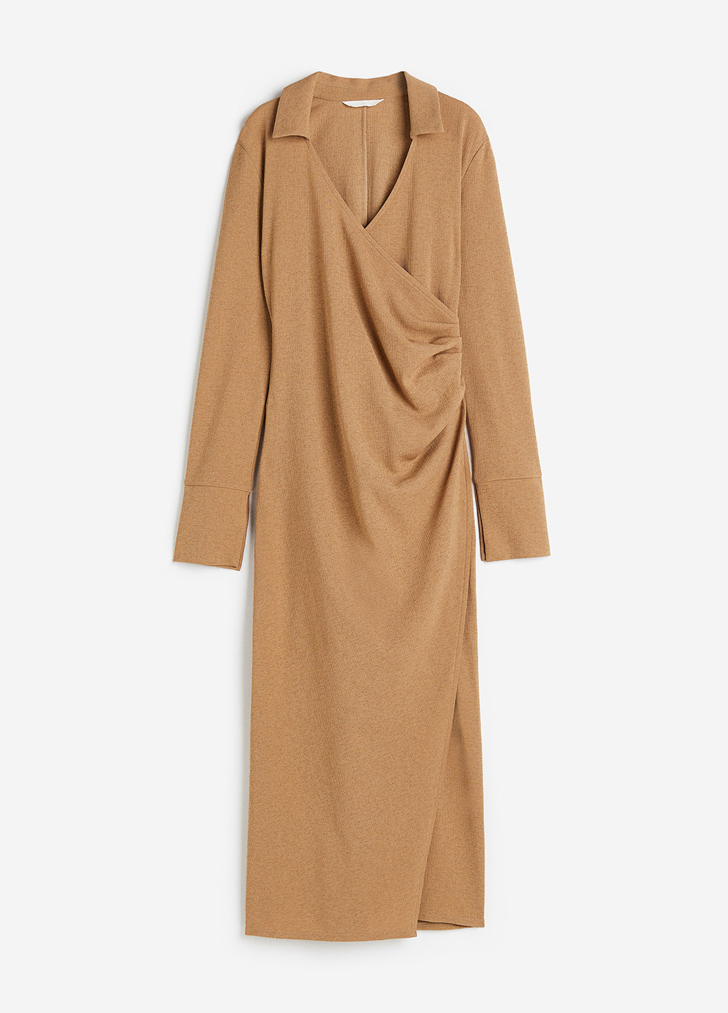 Темно-бежевое кэжуал платье на запах H&M однотонное
