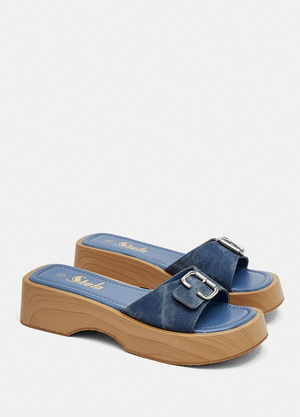 Синие шлепанцы SHEIN с пряжкой