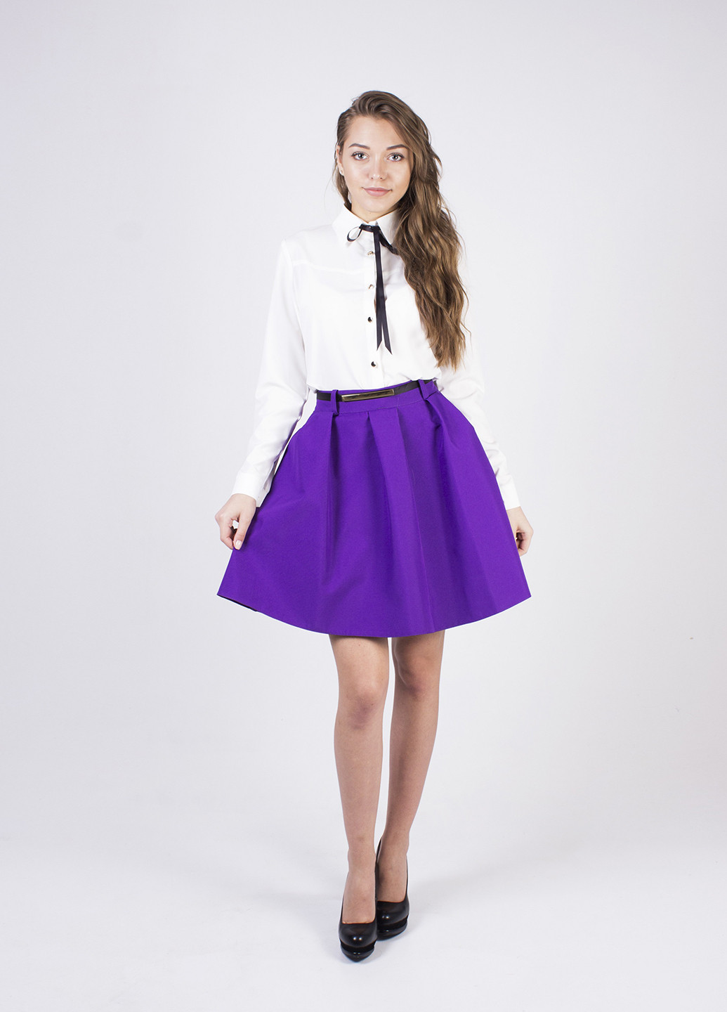 Фиолетовая кэжуал однотонная юбка Alvina колокол