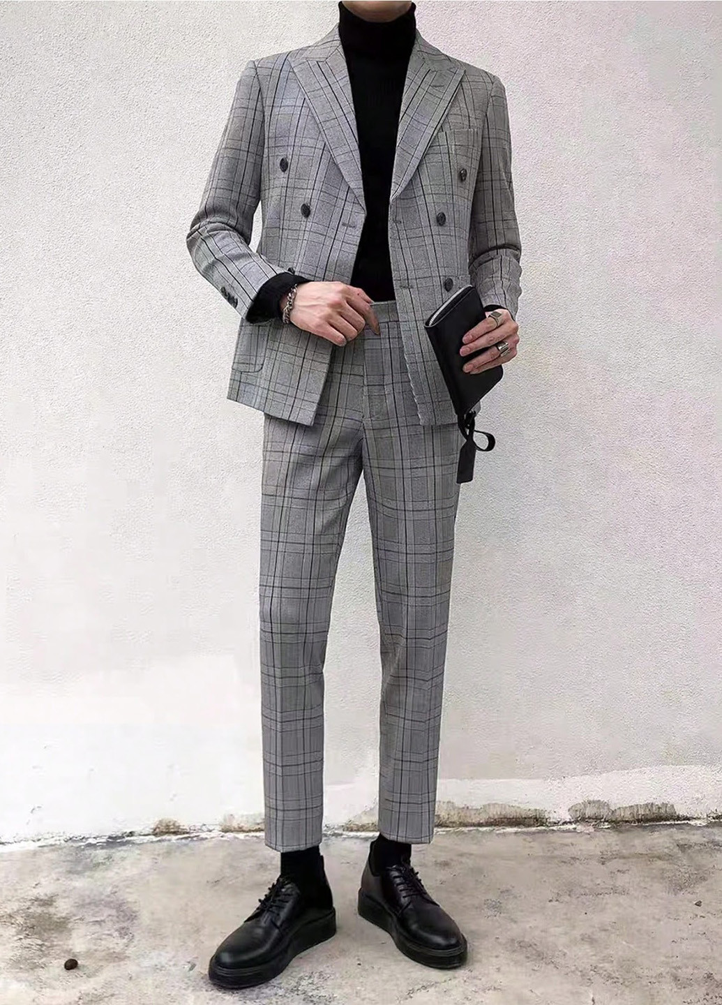 Серый демисезонный костюм (пиджак, брюки) брючный SHEIN