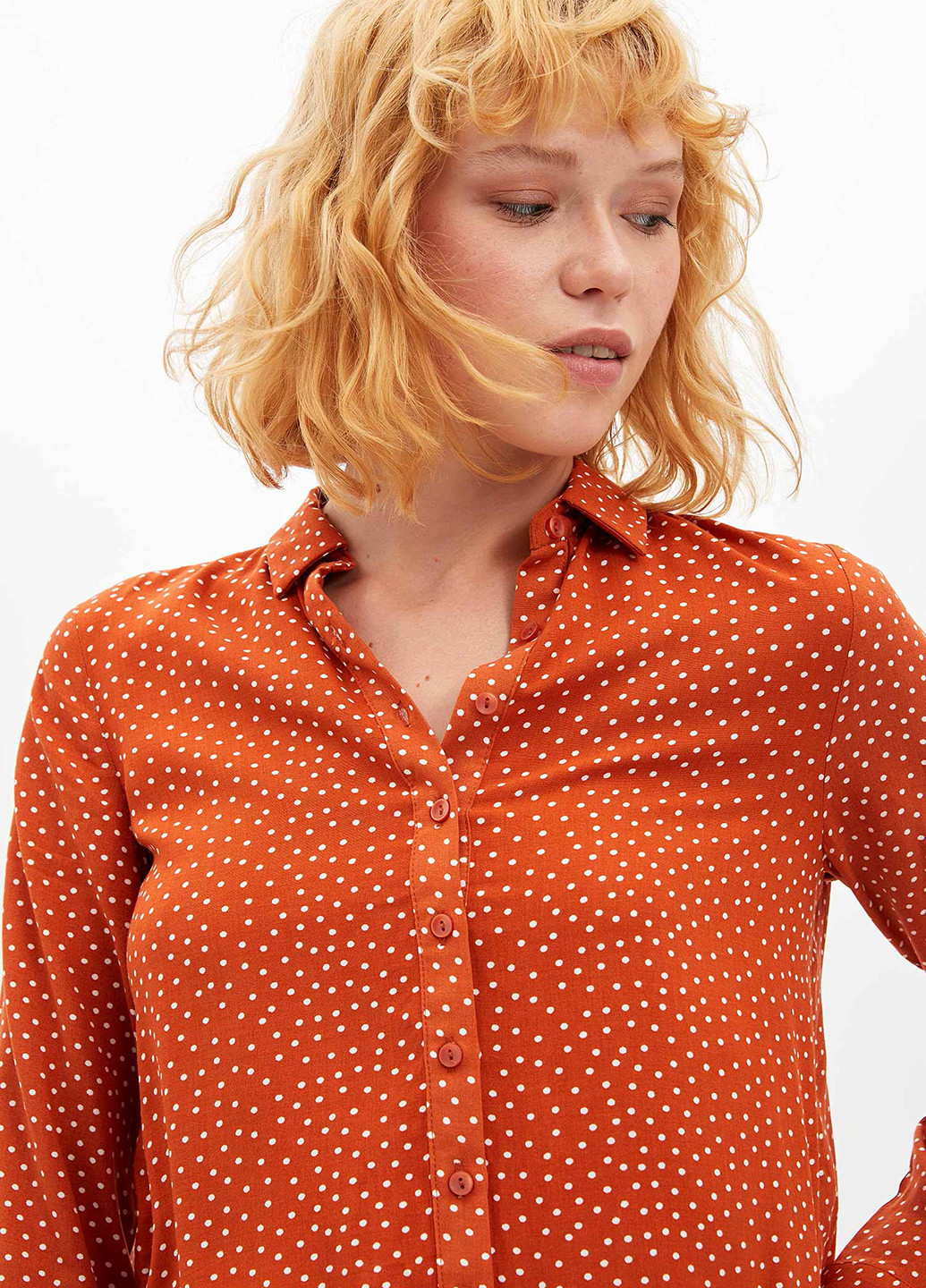 Оранжевая демисезонная рубашка DeFacto
