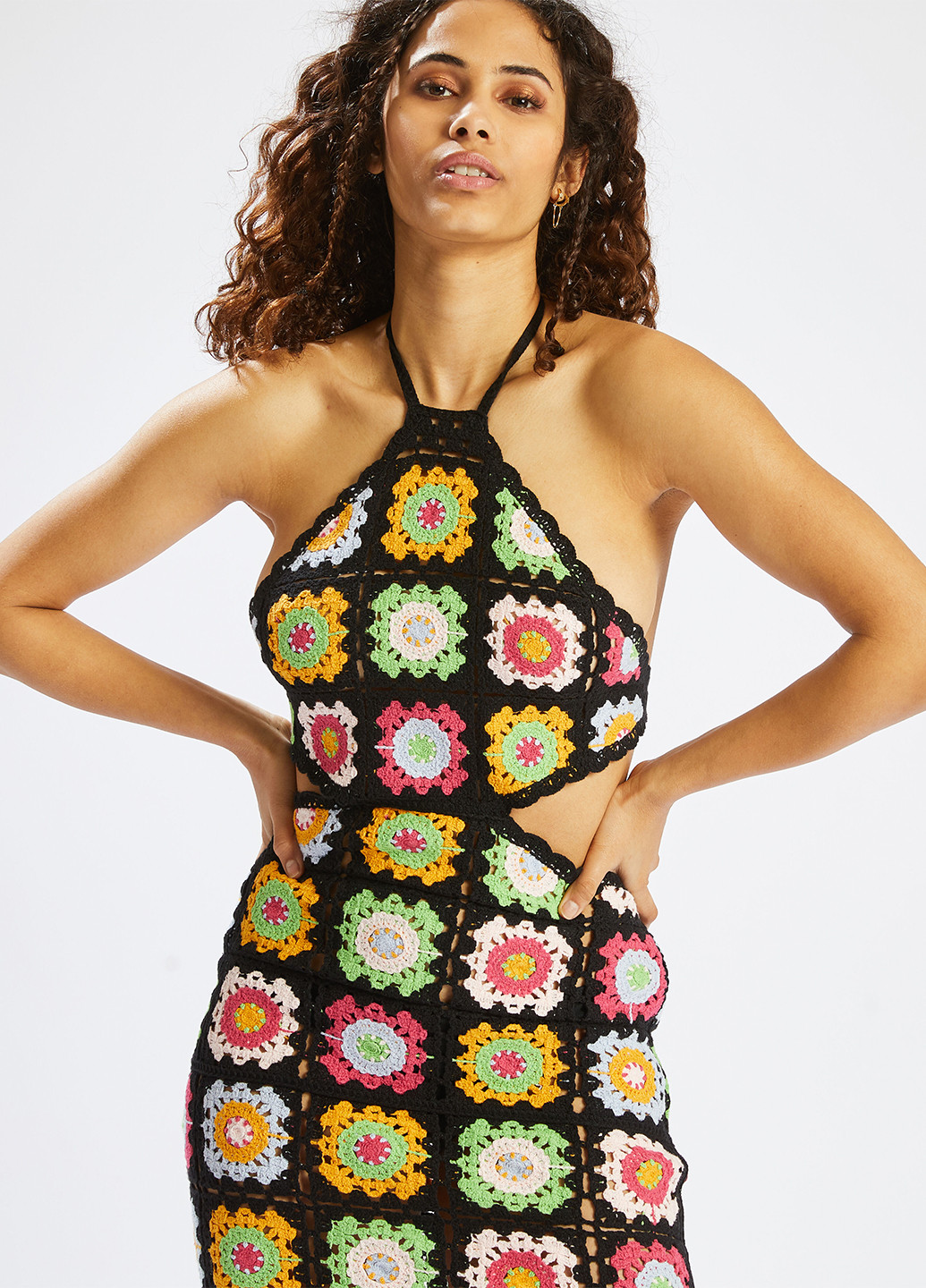 Комбинированное кэжуал платье с открытой спиной Pimkie с геометрическим узором