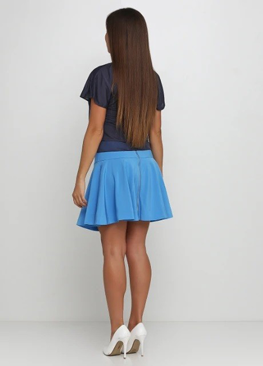 Голубая кэжуал однотонная юбка DKNY клешированная