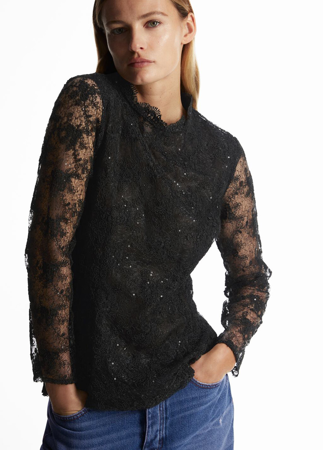 Черная демисезонная блуза с баской Zara
