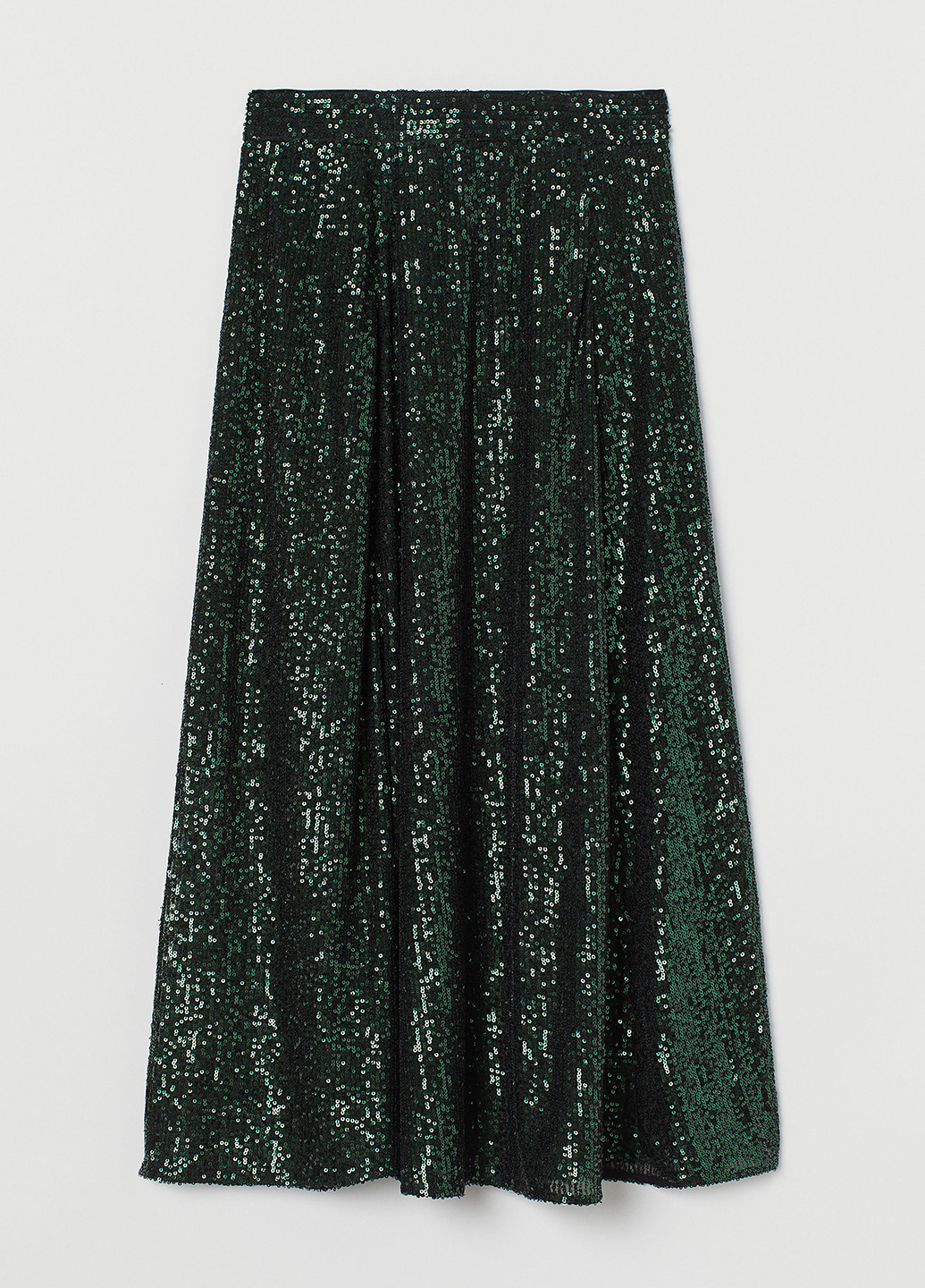 Темно-зеленая кэжуал однотонная юбка H&M а-силуэта (трапеция)