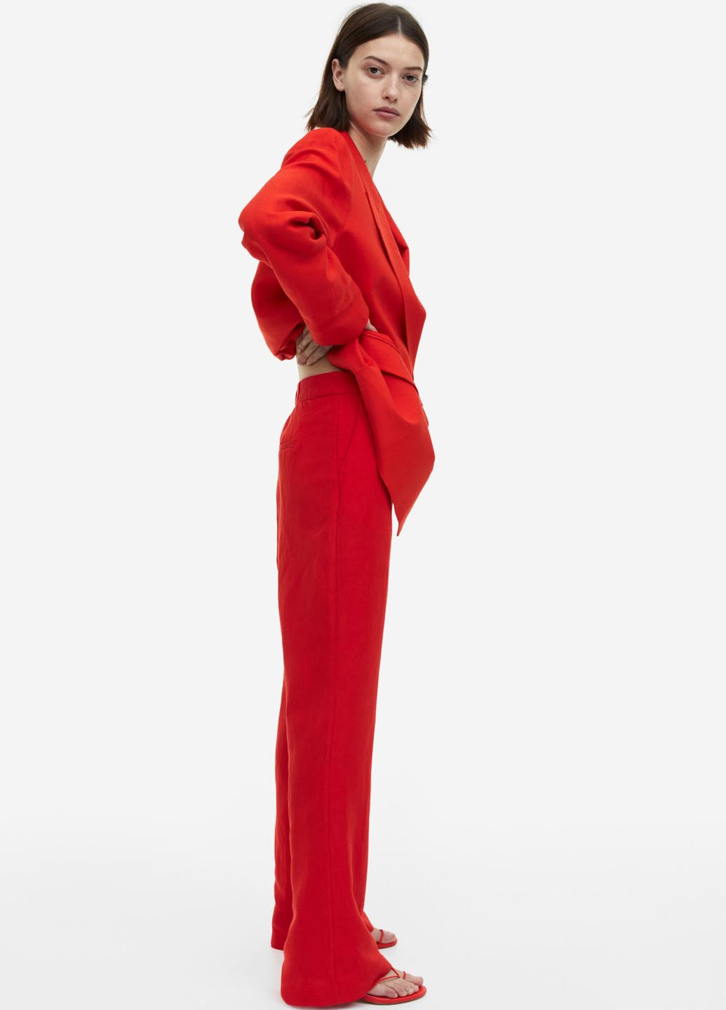 Красные кэжуал летние клеш брюки H&M