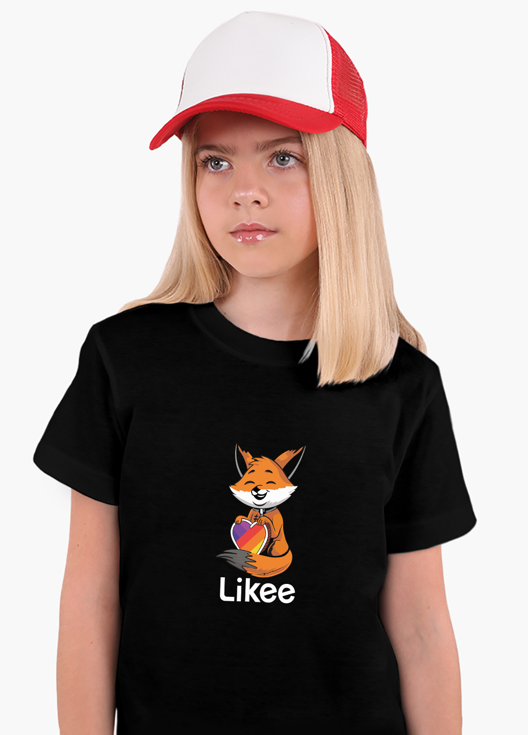 Чорна демісезонна футболка дитяча лайк лисичка (likee fox) (9224-1033) MobiPrint