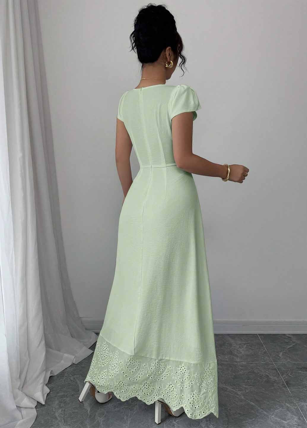 Мятное вечернее платье в стиле ампир SHEIN однотонное