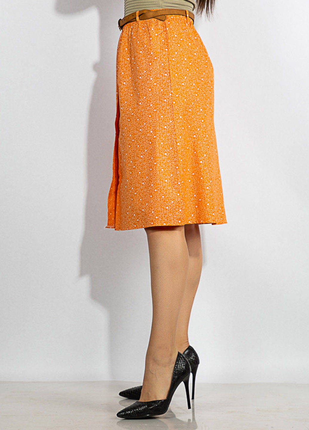 Оранжевая кэжуал с рисунком юбка Time of Style