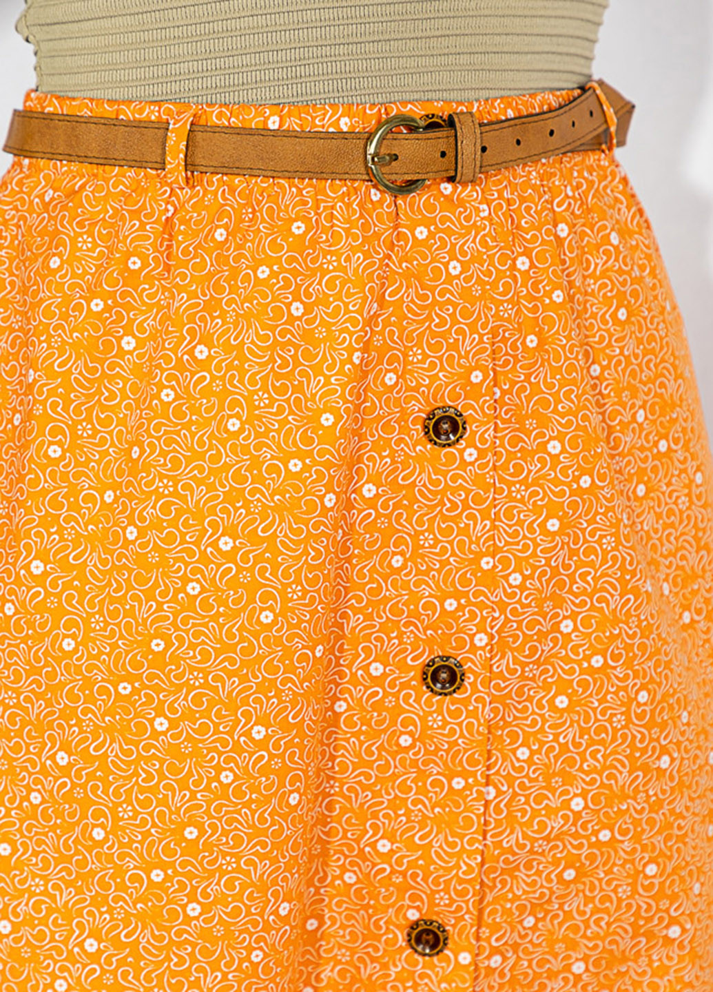 Оранжевая кэжуал с рисунком юбка Time of Style