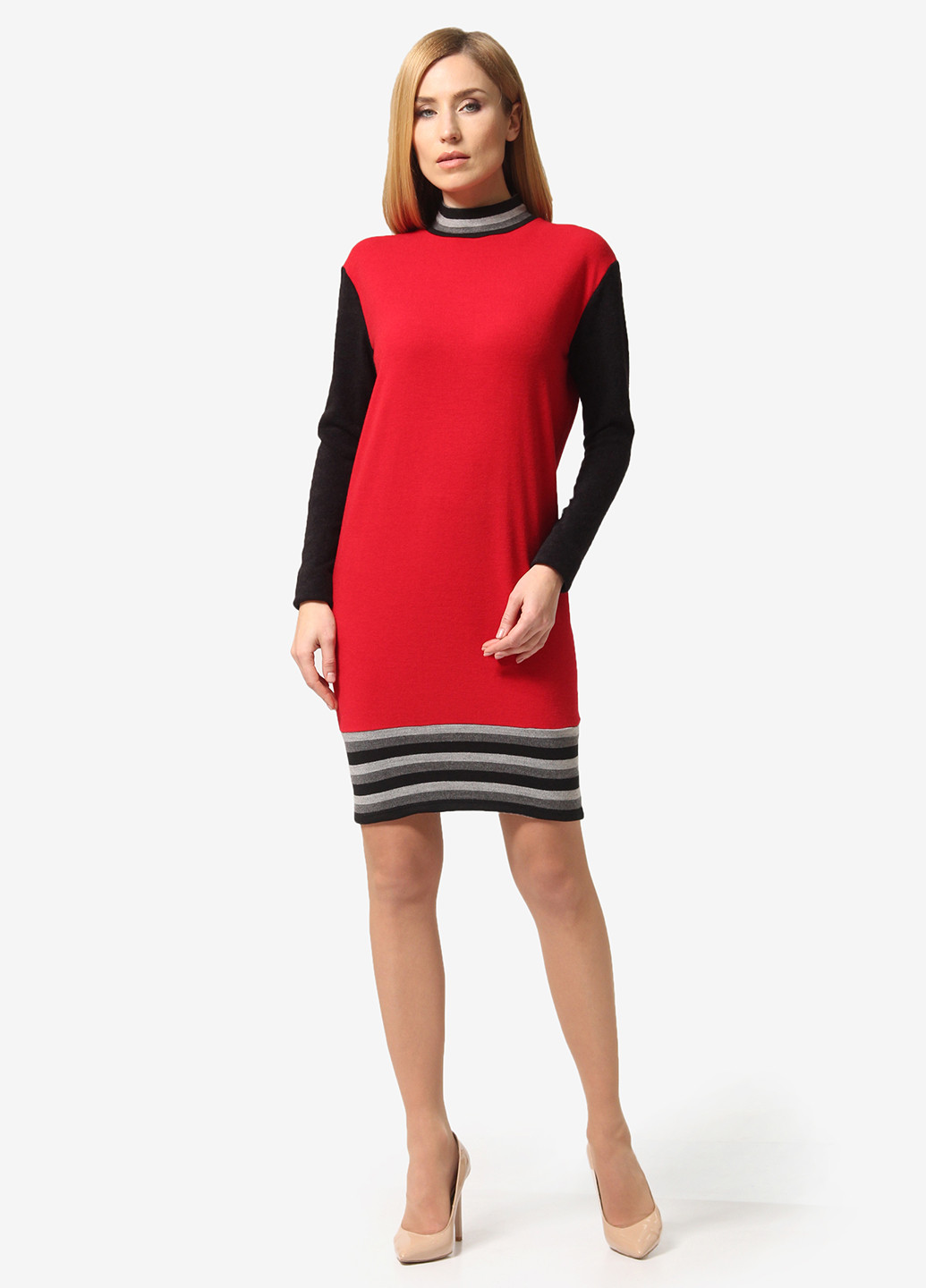 Красное кэжуал платье платье-свитер Lada Lucci однотонное