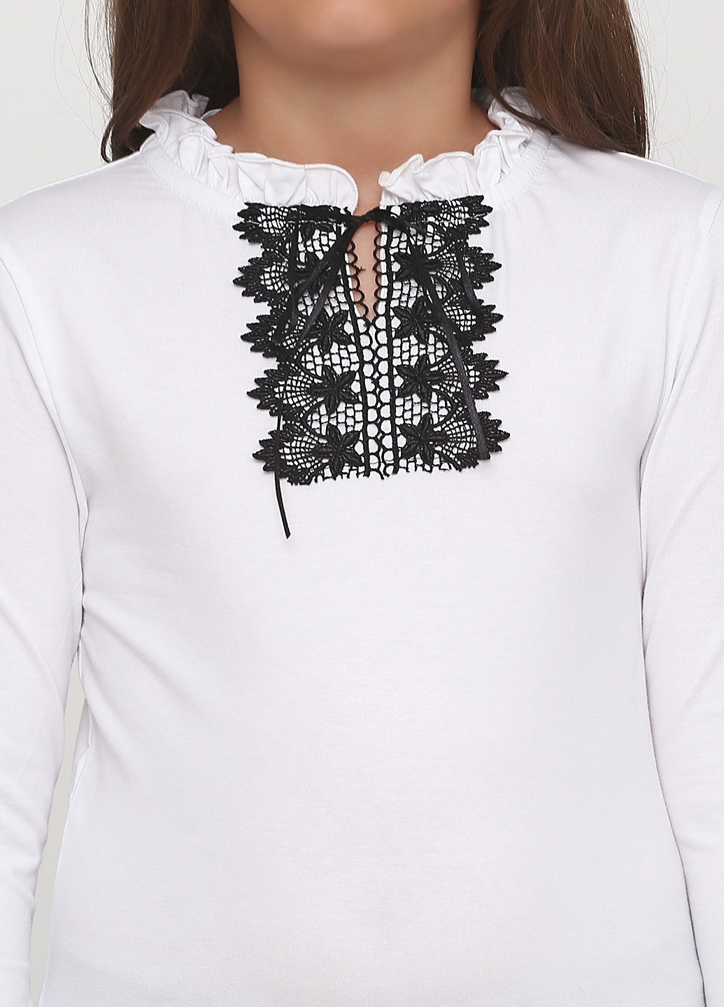 Белая с орнаментом блузка с длинным рукавом Vidoli демисезонная