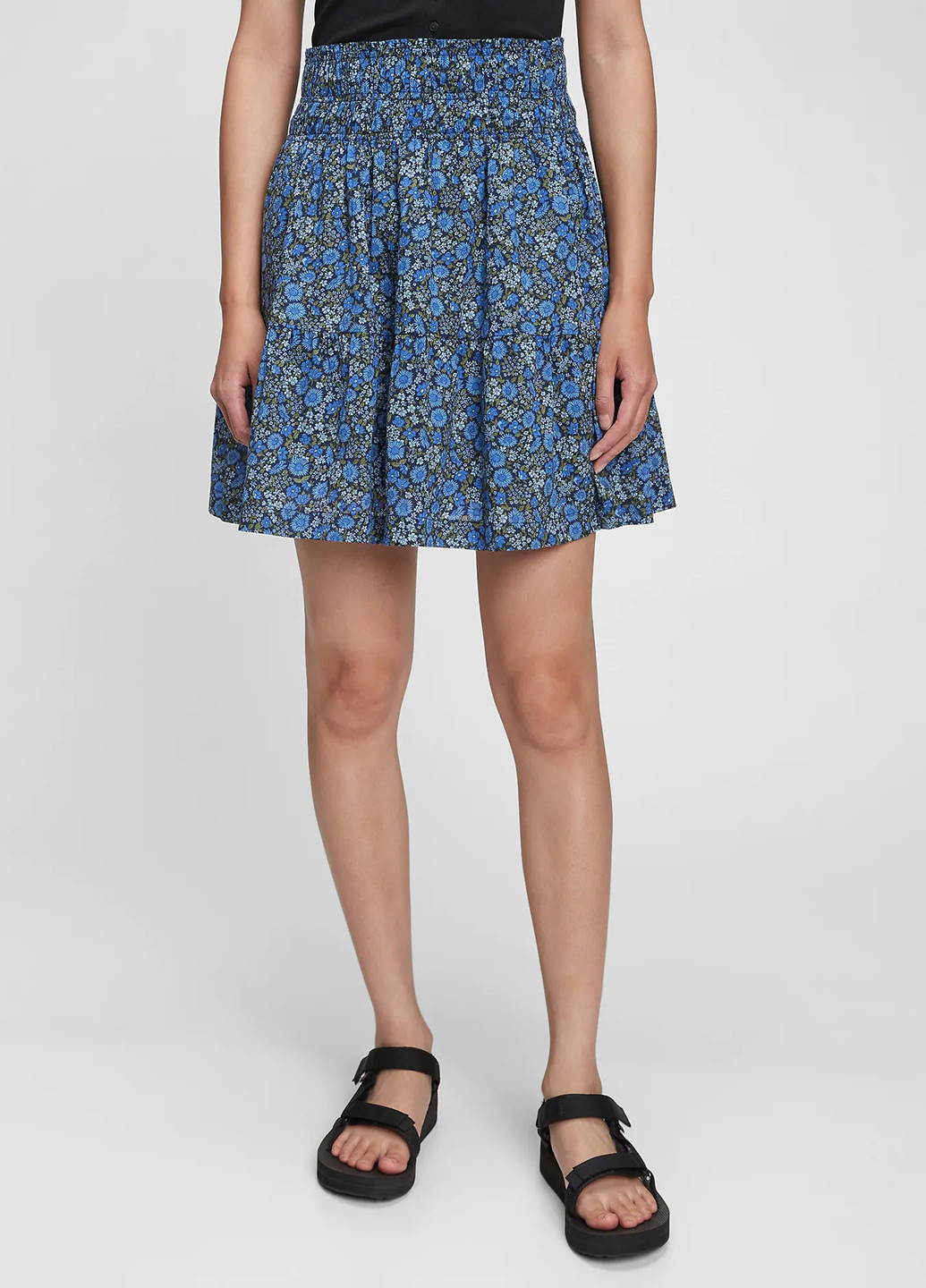 Синяя кэжуал цветочной расцветки юбка Gap колокол