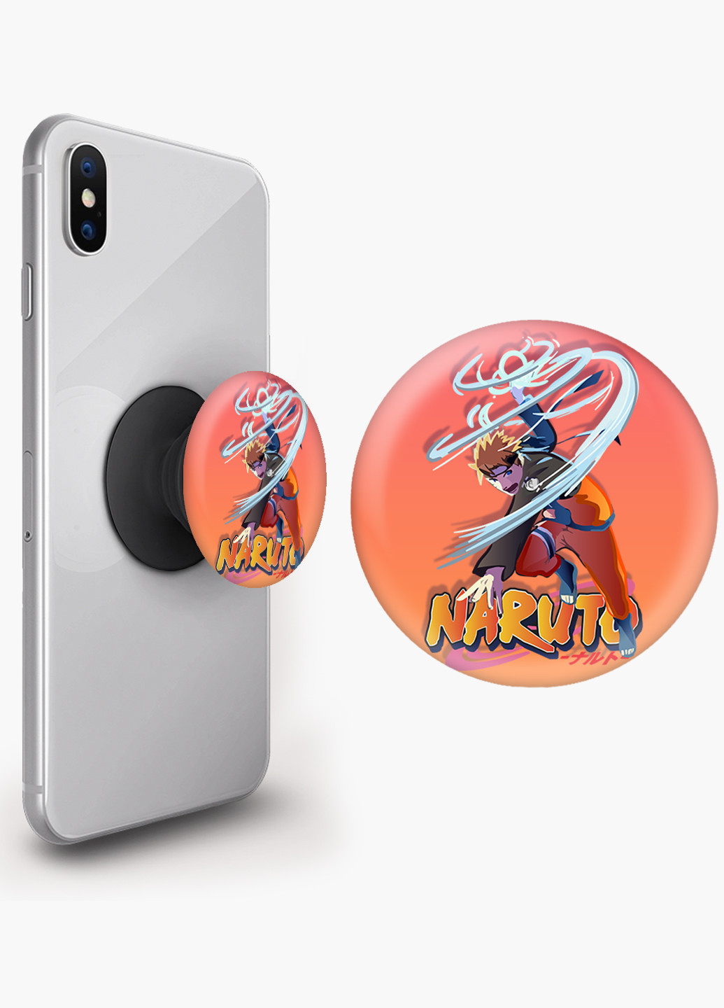 Попсокет (Popsockets) тримач для смартфону Наруто Узумакі (Naruto Uzumaki) (8754-2814) Чорний MobiPrint (221548607)
