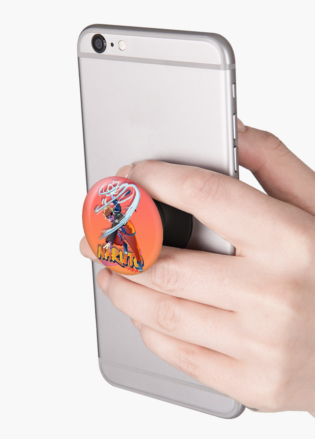 Попсокет (Popsockets) держатель для смартфона Наруто Узумаки (Naruto Uzumaki) (8754-2814) Черный MobiPrint (221548607)