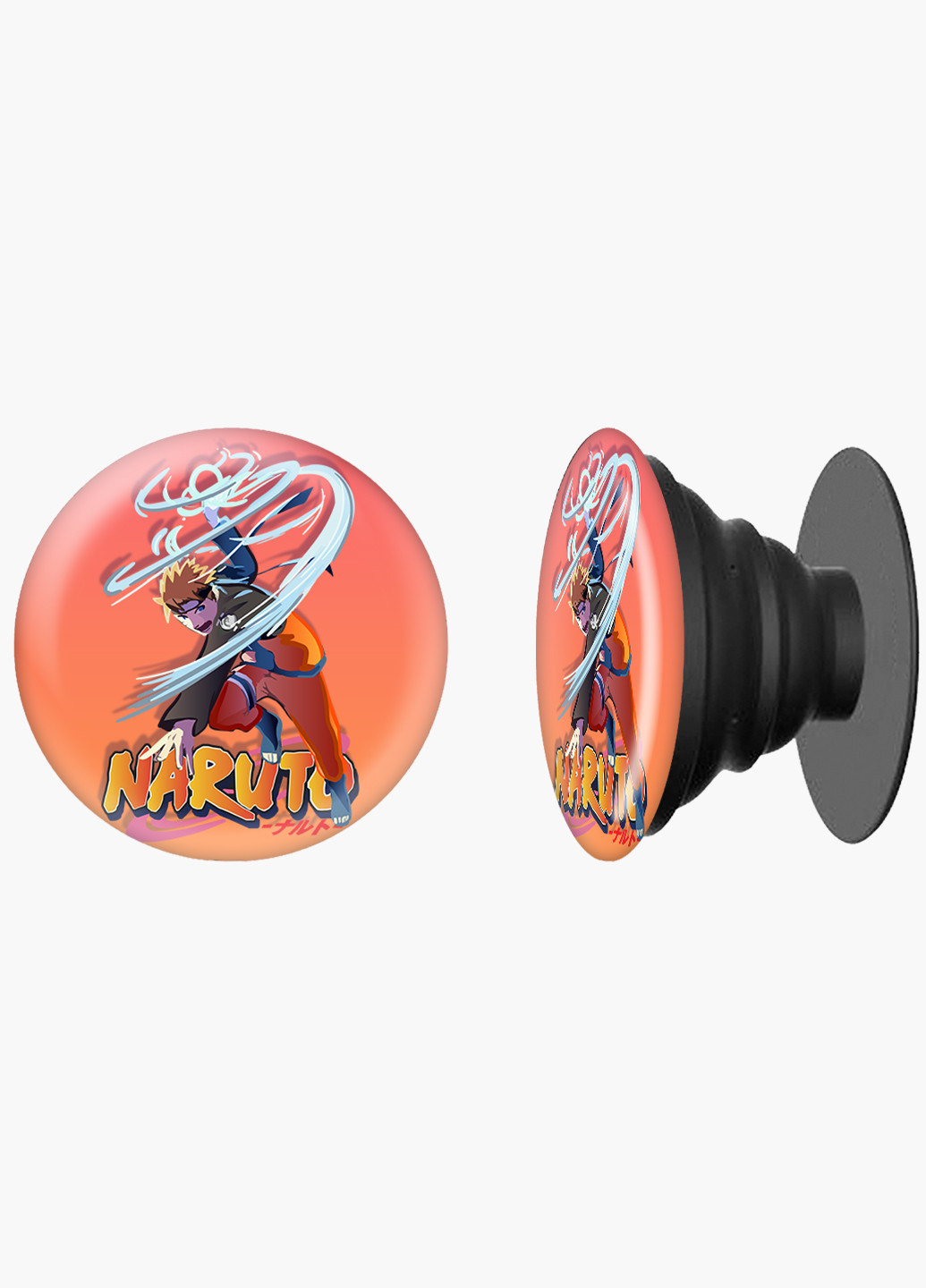 Попсокет (Popsockets) держатель для смартфона Наруто Узумаки (Naruto Uzumaki) (8754-2814) Черный MobiPrint (221548607)