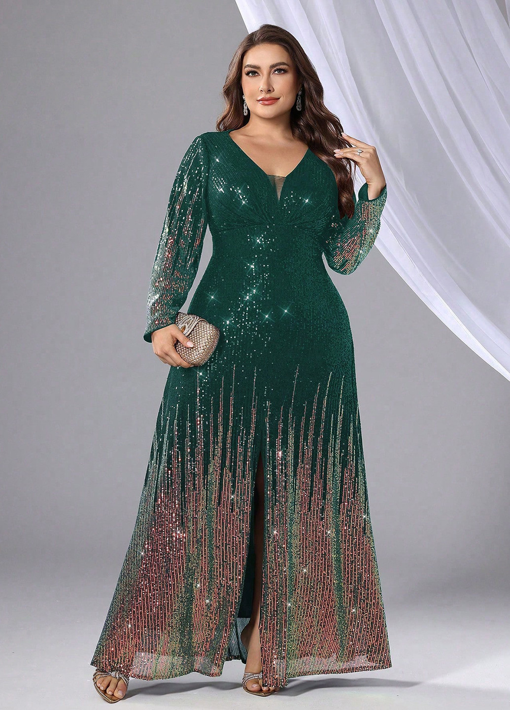 Темно-зелена вечірня, святковий сукня а-силует SHEIN з малюнком