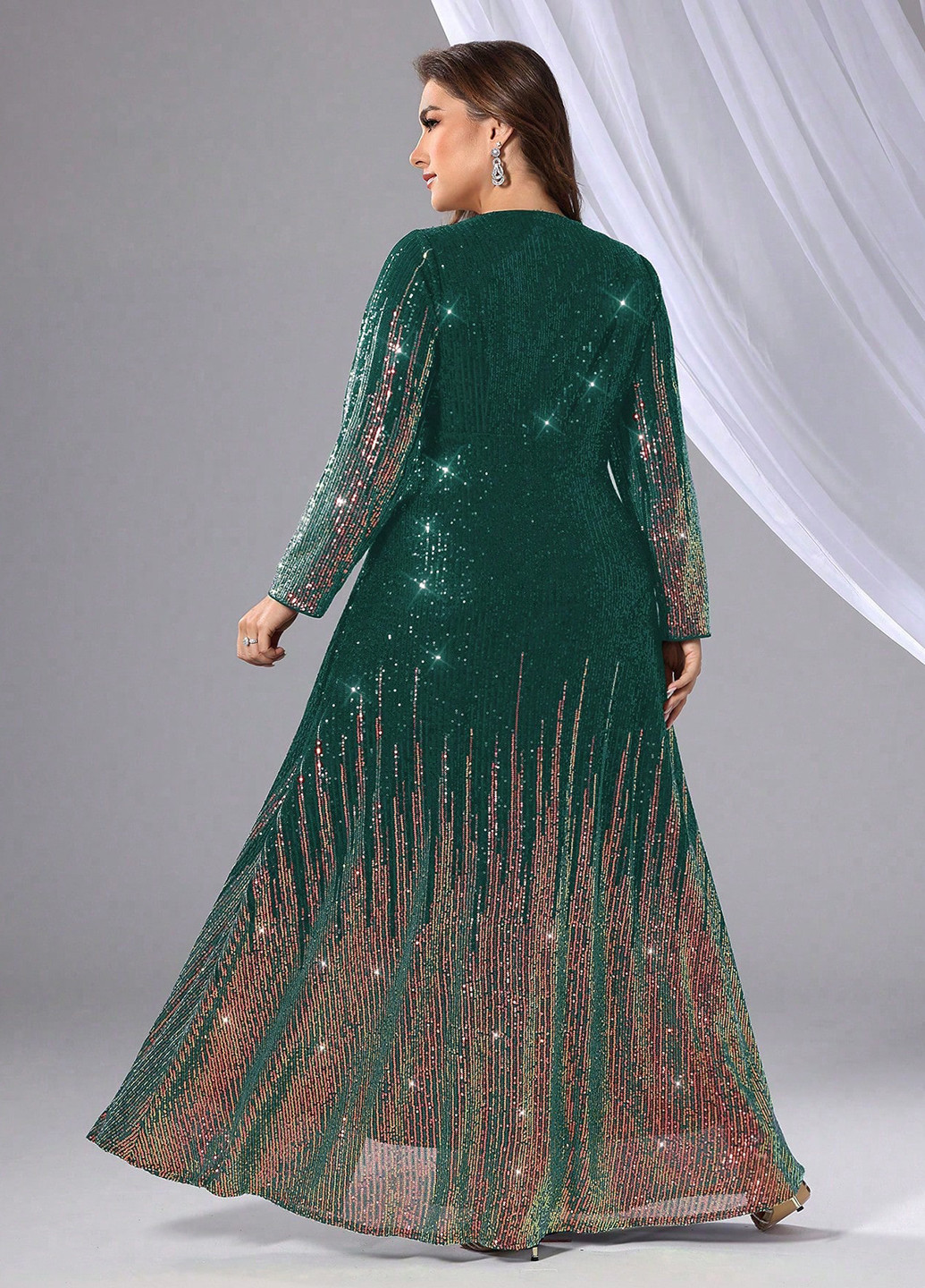 Темно-зелена вечірня, святковий сукня а-силует SHEIN з малюнком