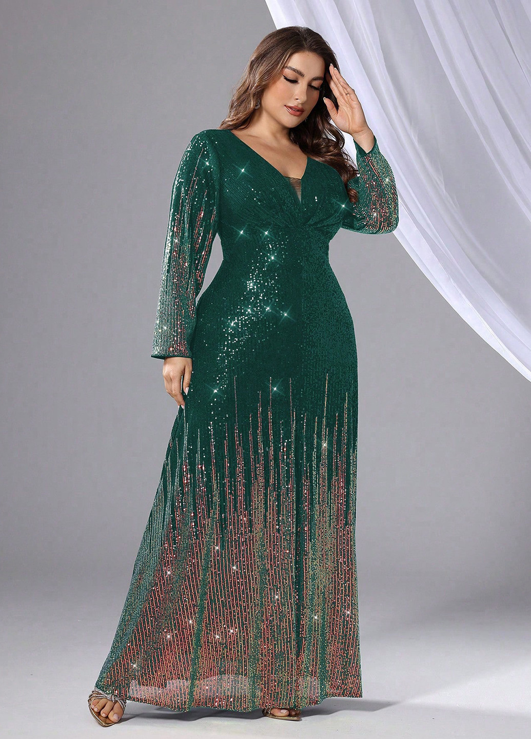 Темно-зелена вечірня, святковий сукня а-силует SHEIN з малюнком