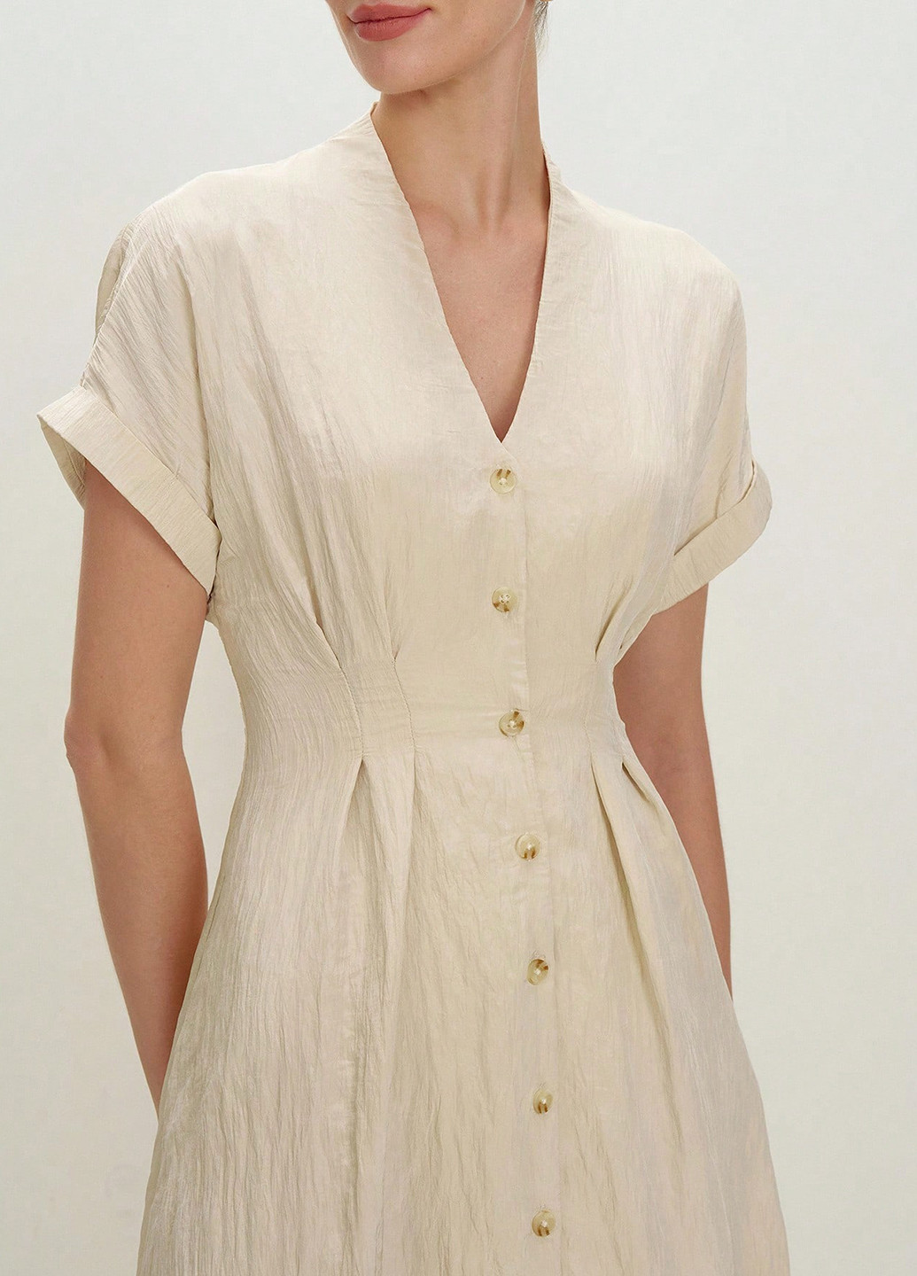 Бежевое кэжуал платье а-силуэт SHEIN однотонное