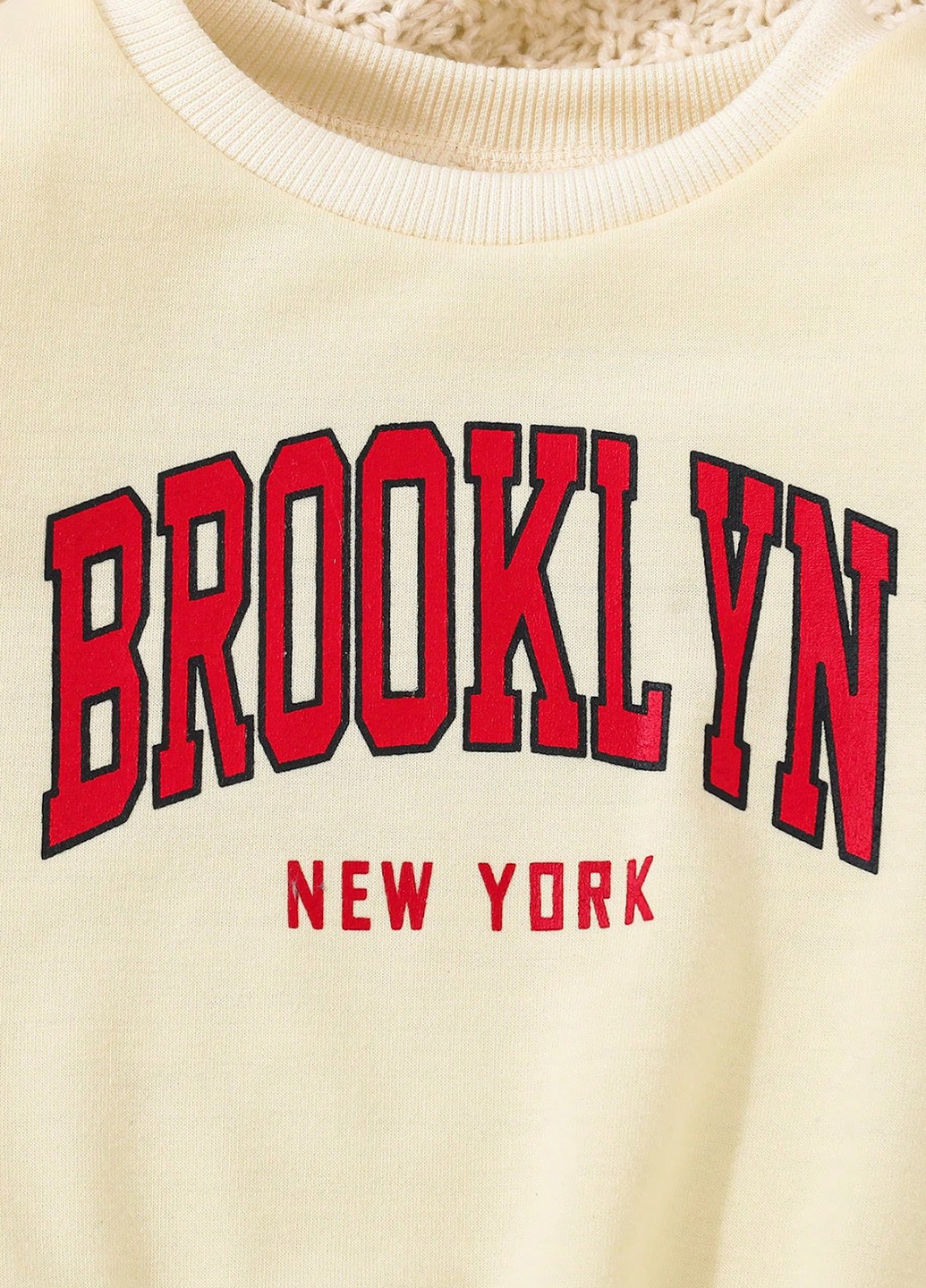 SHEIN світшот напис кремовий кежуал трикотаж, поліестер